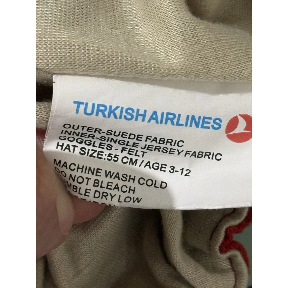 TURKISH AIRLINES KIDS PILOT‎ AVIATOR HAT CAP SIZE 55CM AGE 3-12 WITH GOGGLES